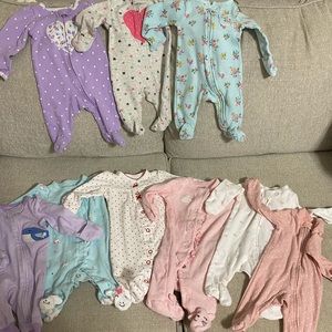 Bundle of baby girl sleepers